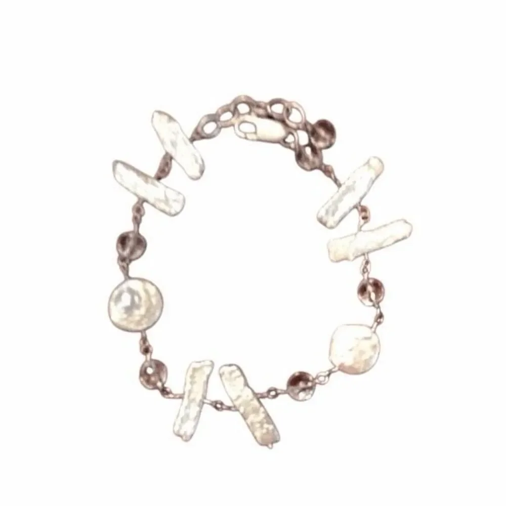 Boutique pearl, glass and silver bracelet